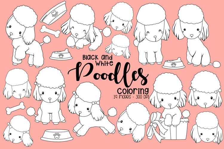 Black and White Coloring Poodles
