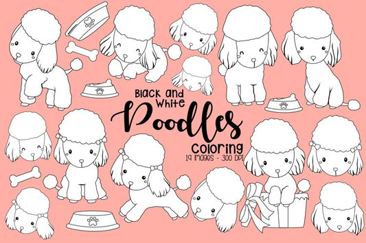 Black and White Coloring Poodles