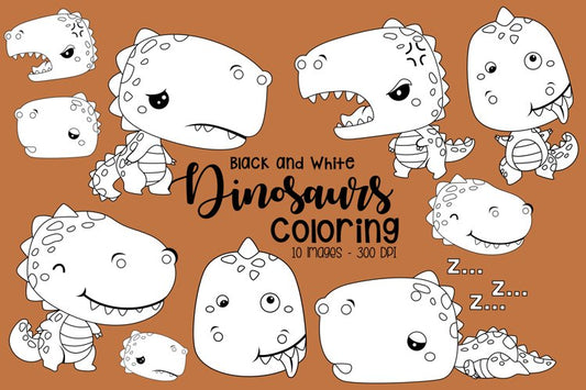 Black and White Coloring Dinosaurs