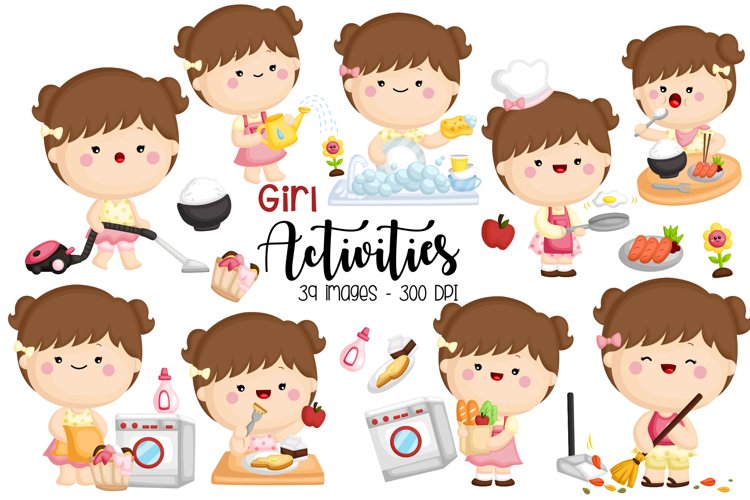 Girl Activity Clipart - Cute Kid Clip Art