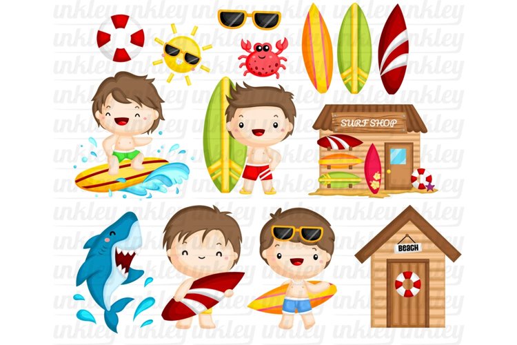 Boy Surfer Clipart - Surfing Activities Clip Art