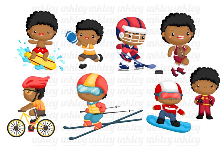 Sport and Boys Clipart - Cute Kids Clip Art - Sport and Ball