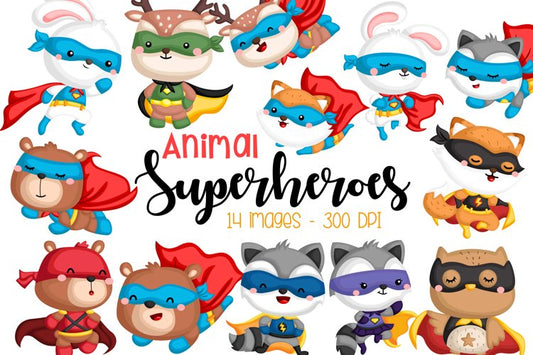 Animal Superheroes Clipart - Cute Animal in Costume