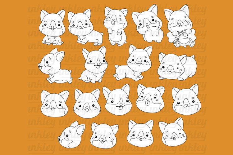 Black and White Coloring Corgis