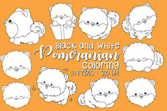 Black and White Coloring Pomeranian