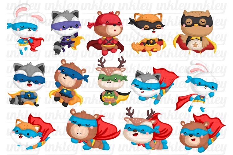 Animal Superheroes Clipart - Cute Animal in Costume