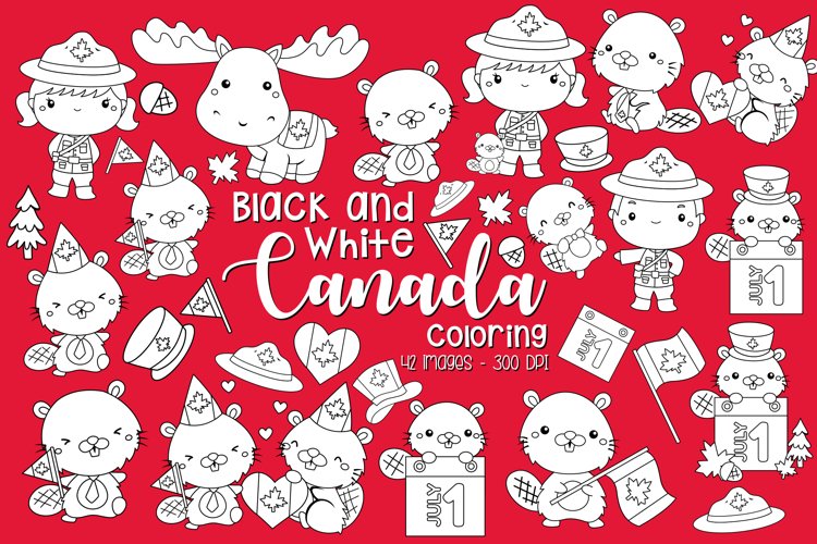 Black and White Coloring Canada