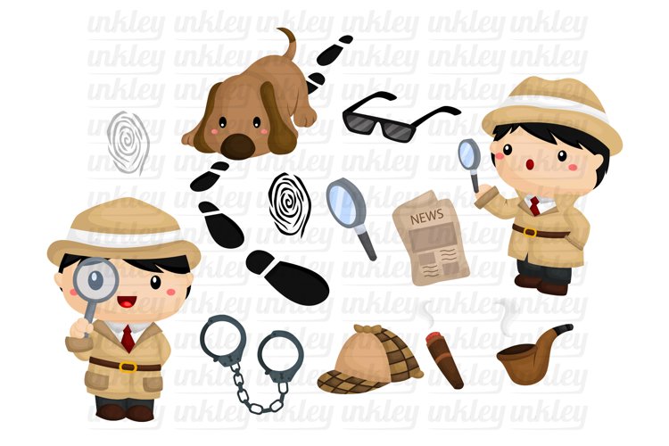Cute Detective Clipart - Job and Occupation Clip Art