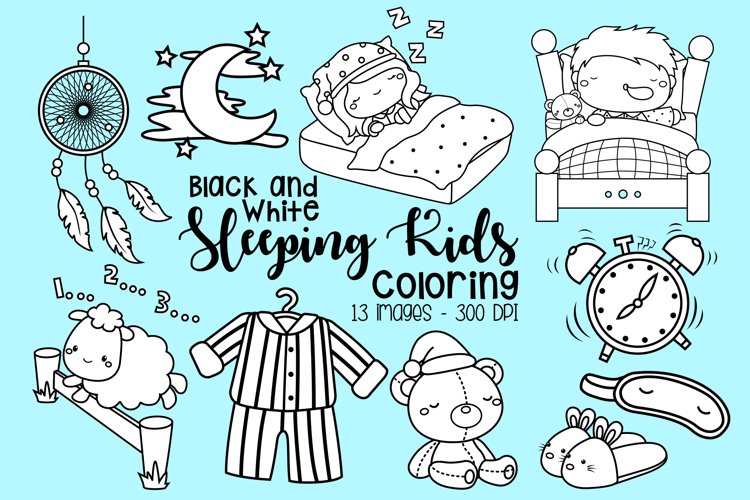 Black and White Coloring Sleeping