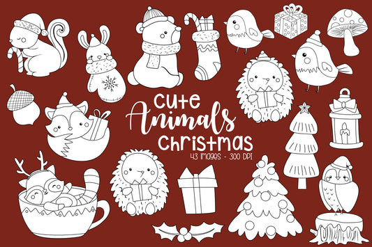 Christmas Animal Clipart - Christmas Clip Art Coloring