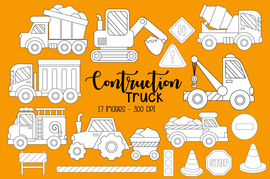 Truck and Cars Clipart - Transportation Coloring