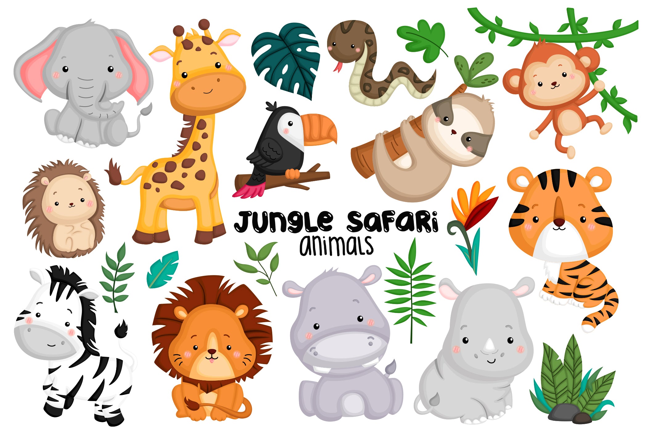 cartoon baby jungle animals clipart