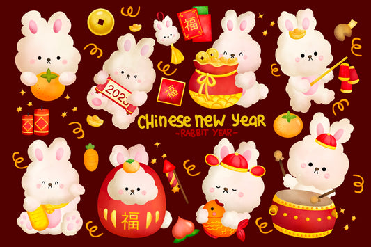 Watercolour Year of the Rabbit Clipart