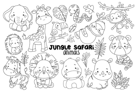 Jungle Animal Clipart - Cute Animal - Safari Coloring