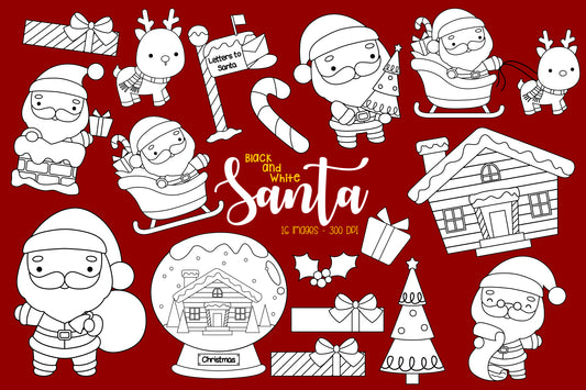 Doodle Cute Santa Christmas Coloring