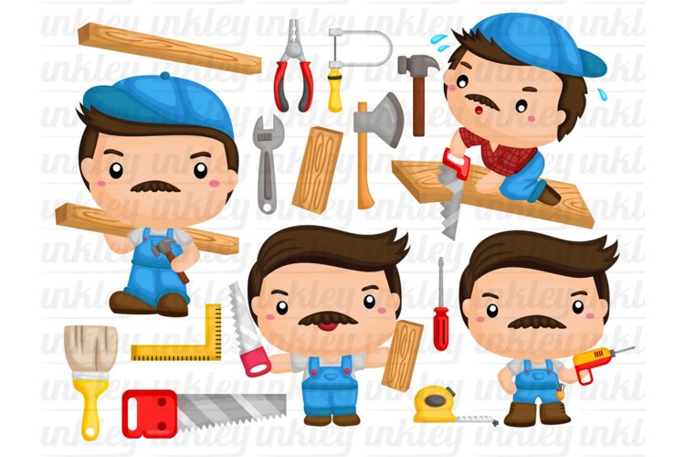Carpenter Woodworking Clipart - Job, Occupation
