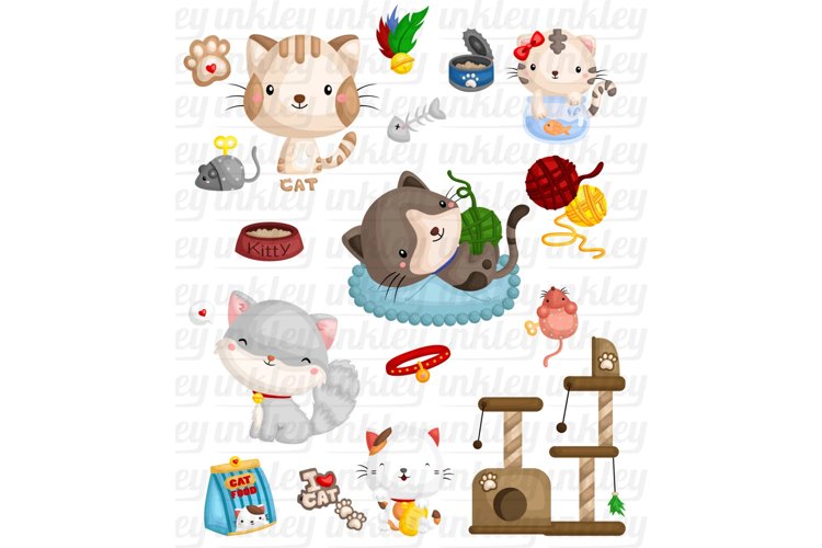 Cute Cats Clipart - Feline Animal Clip Art