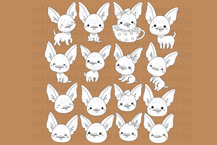 Black and White Coloring Chihuahua Clipart