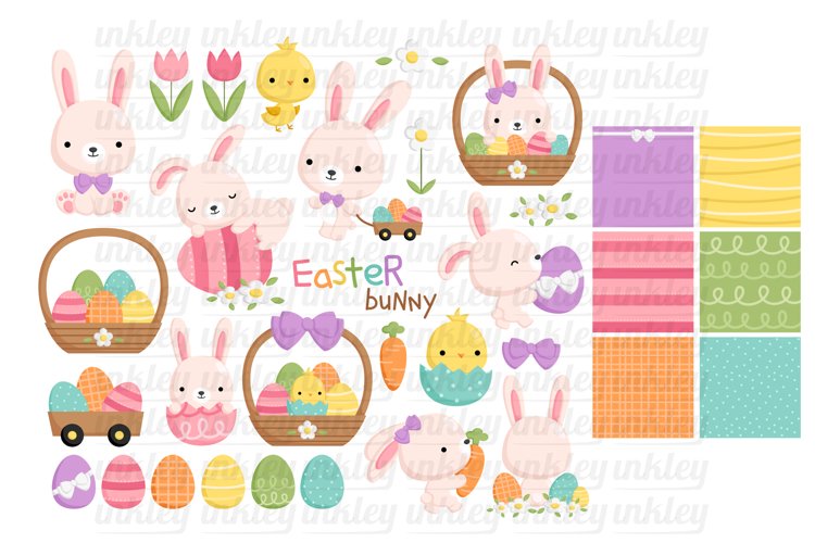 Doodle Simple and Cute Easter Bunny Clipart