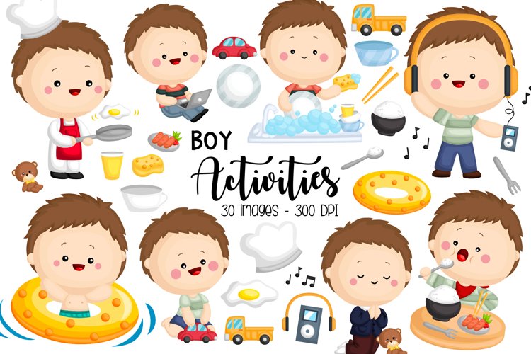 Boy Activity Clipart - Cute Kid Clip Art