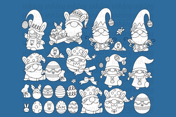 Black and White Easter Gnome Clipart
