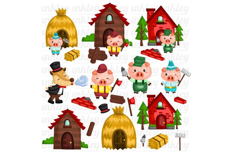 Three Little Pigs Clipart - Storytime Clip Art