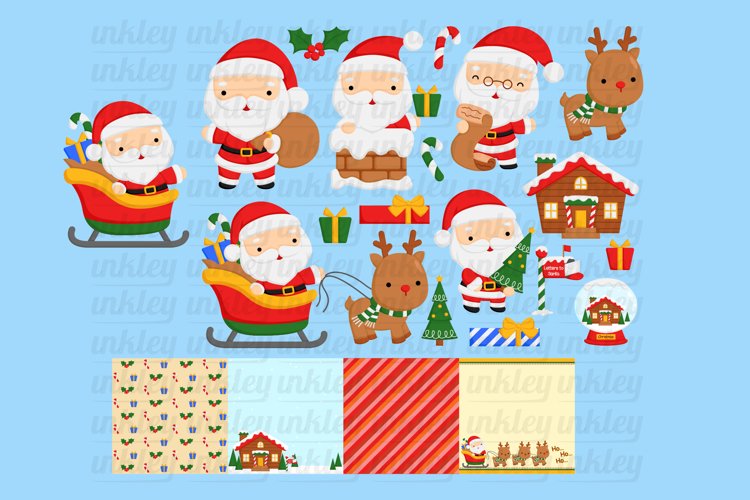 Doodle Cute Santa in Christmas Season Clipart