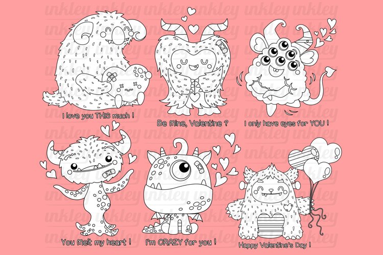 Black and White Coloring Monster in Love
