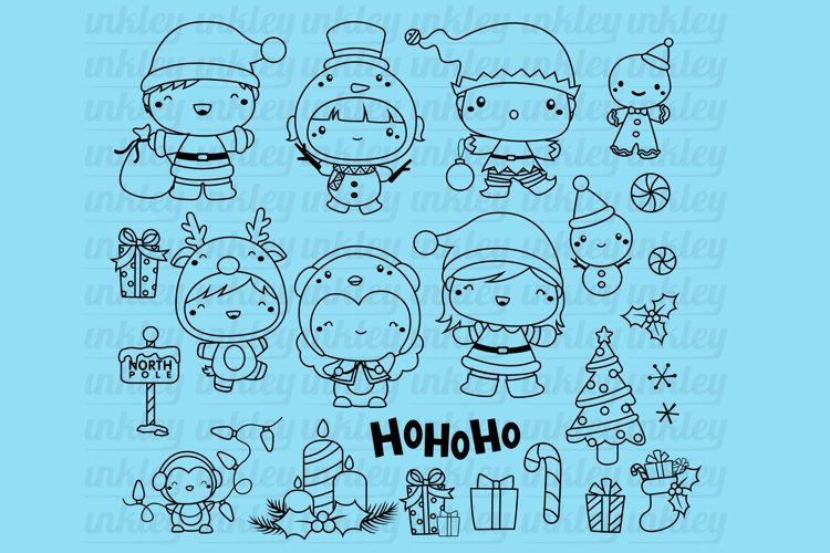 Black and White Christmas Outline