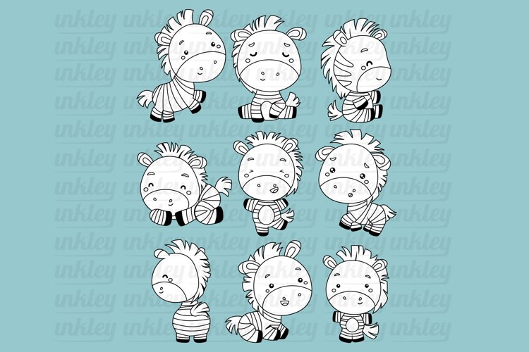 Black and White Coloring Cute Zebra Clipart