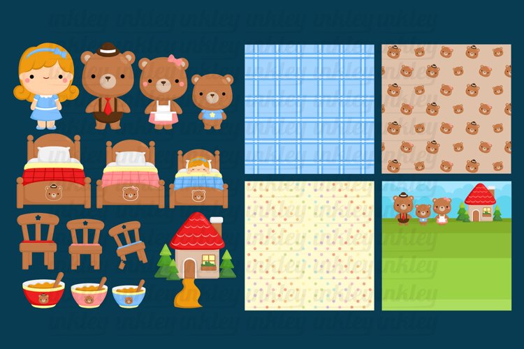 Doodle Goldilock and The Three Bears Clipart