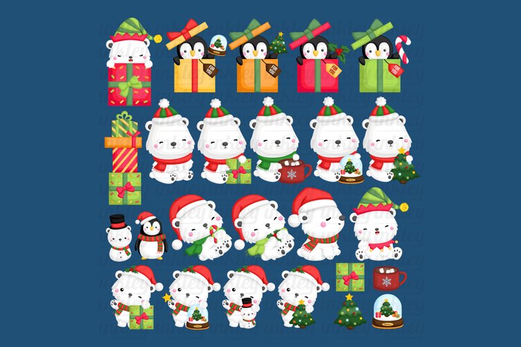 Cute Christmas Clipart - Polar Bear Clip Art - PNG SVG