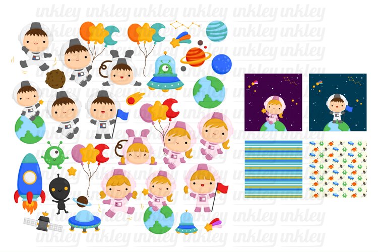 Doodle Cute Astronaut in Space - Cute Astronauts Clip art