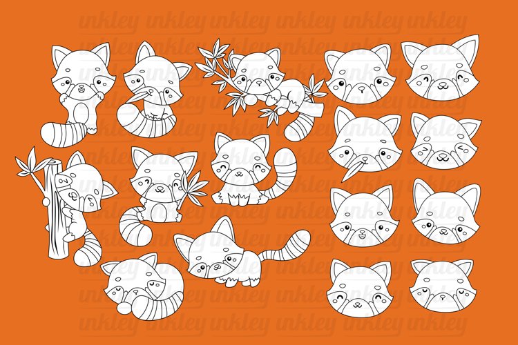 Black and White Red Panda Clipart - Cute Animal Clip Art