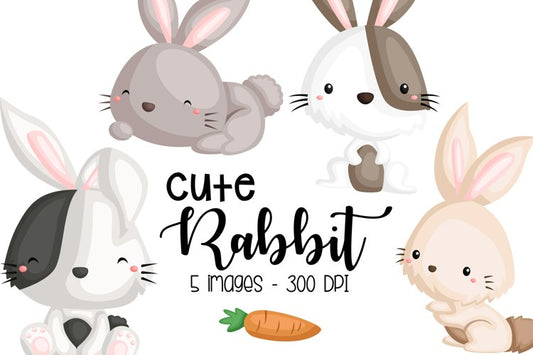 Cute Rabbit Clipart - Hare Bunny Clip Art