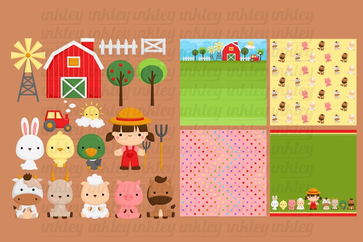 Doodle Cute Farm Animals Clipart - Cute Animal Clip Art