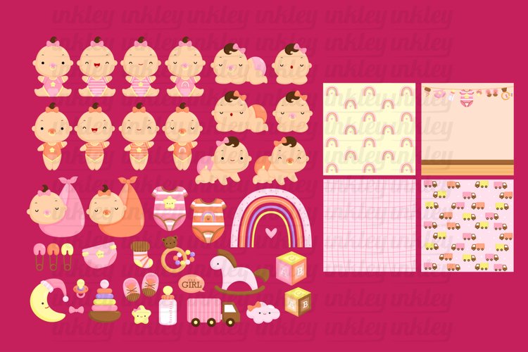 Doodle Simple Baby Girl Clipart - Cute Baby Clip art