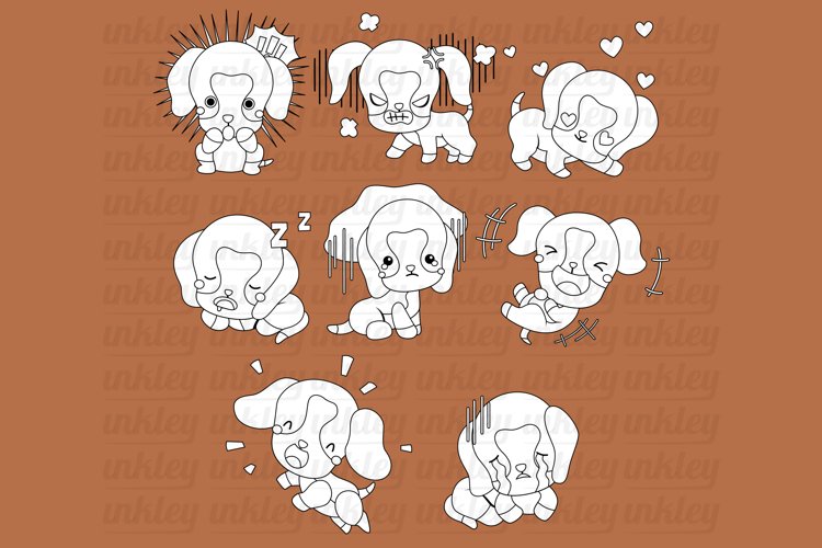 Black and White Cute Beagle Clipart - Dog Breed Clip Art