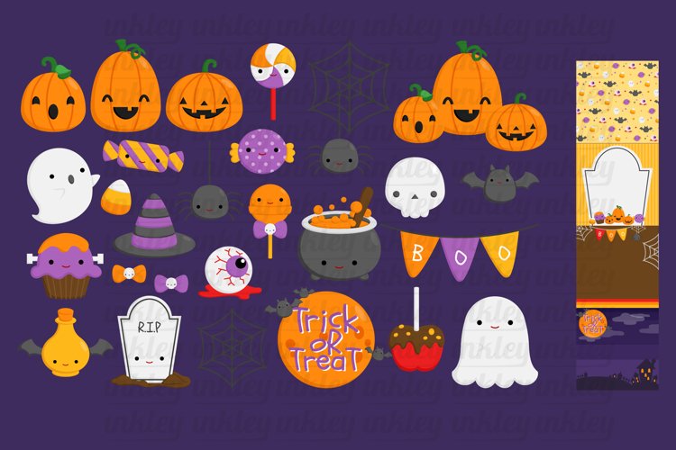 Doodle Halloween Items Clipart - Cute Halloween Clip Art