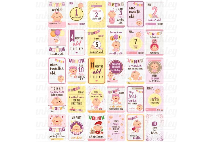 Baby Milestone Cards - Cute Baby Clipart