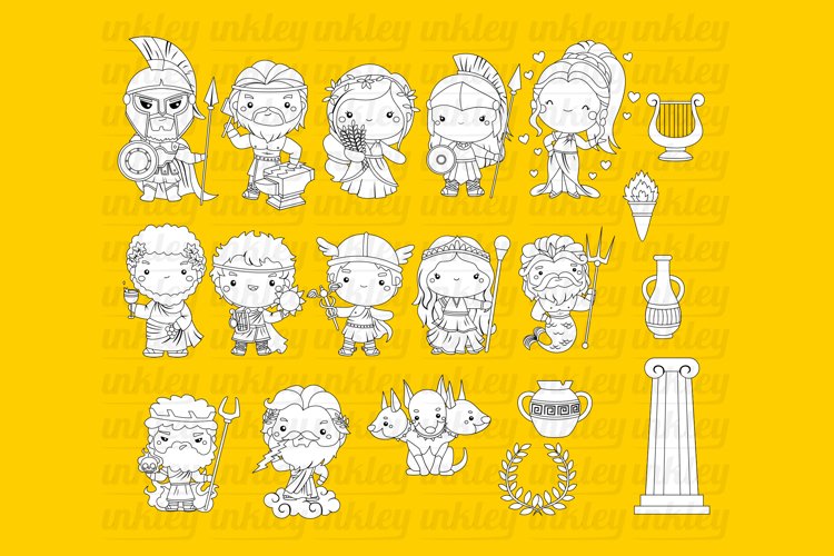 Black and White Greek Gods Clipart - Greek Clip Art