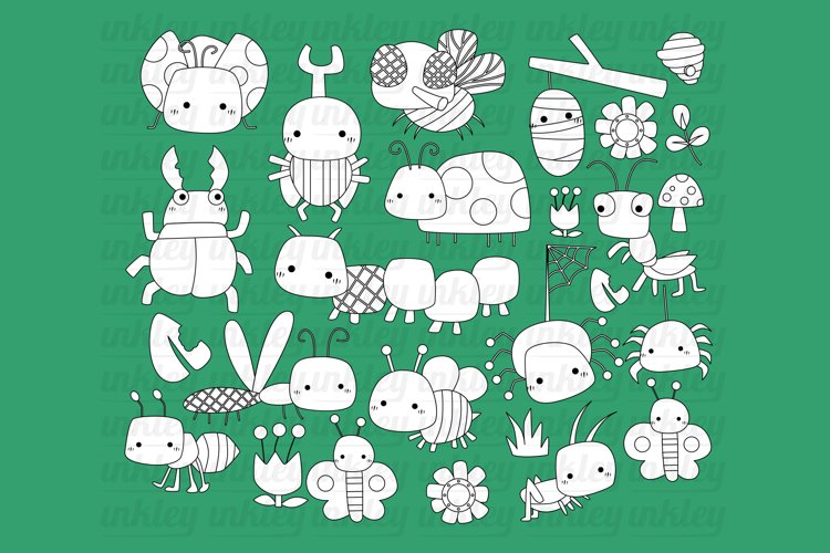 Black and White Cute Bugs Clipart - Bugs Types Clip Art