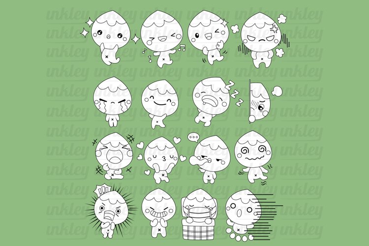 Black and White Peach boy Clipart - Expression Clip Art