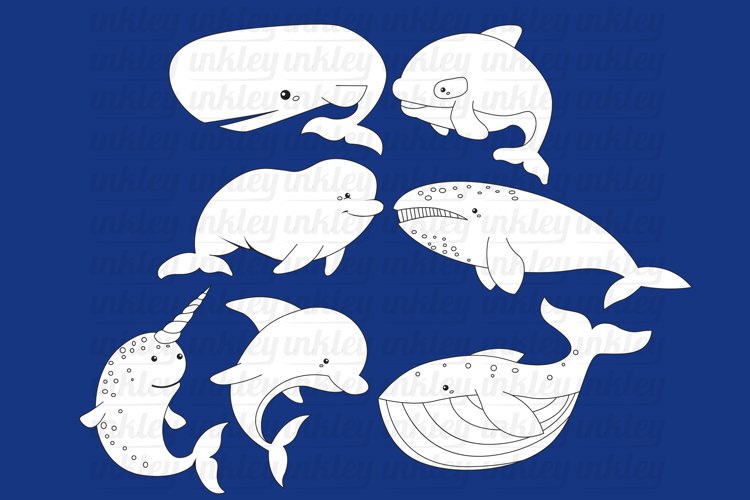 Black and White Coloring Whales