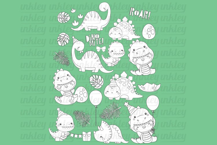 Black and White Coloring Jurassic Animal Clipart