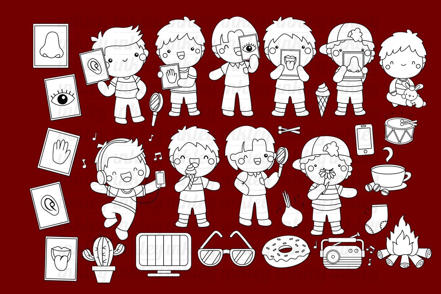 Five Senses Clipart - Kids Clip Art Boy Coloring