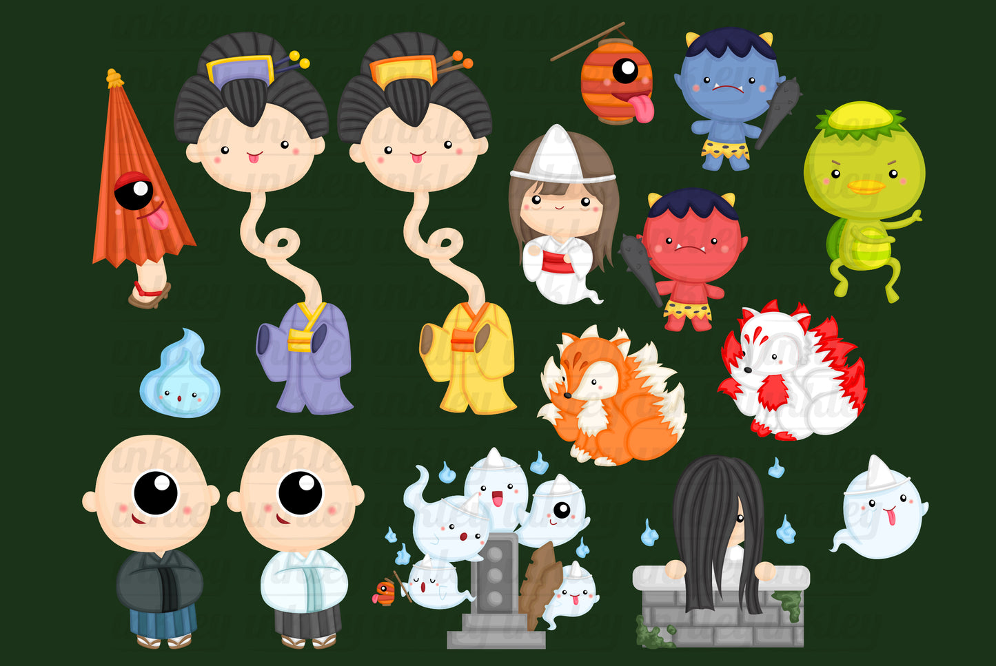Japanese Ghost Clipart - Cute Monster Clip Art