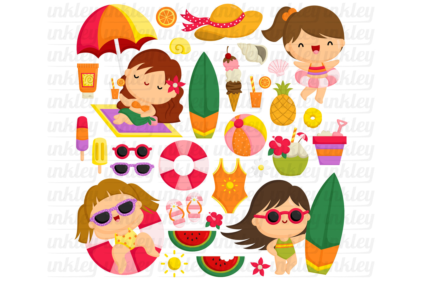 Girl on Beach Clipart - Cute Kids Clip Art