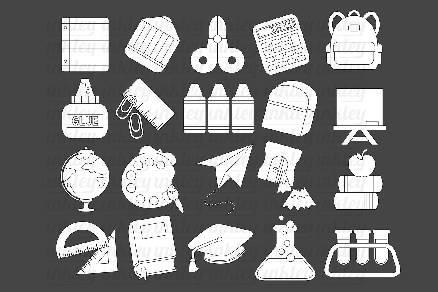 School Supplies Clipart - Education and Learning Colouring
