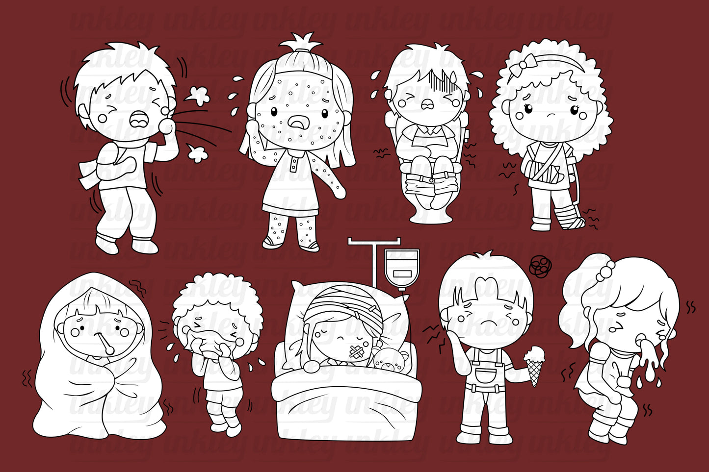 Sick Kids Clipart - Kids Clip Art Coloring